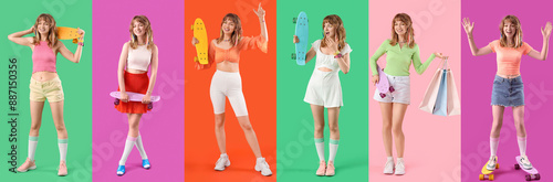 Collage of stylish woman wi...