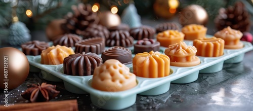 Homemade Chocolate and Caramel Candies in a Festive Setting