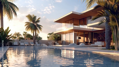 Tropical modern villa with swimming pool, Contemporary luxury Home Exterior design