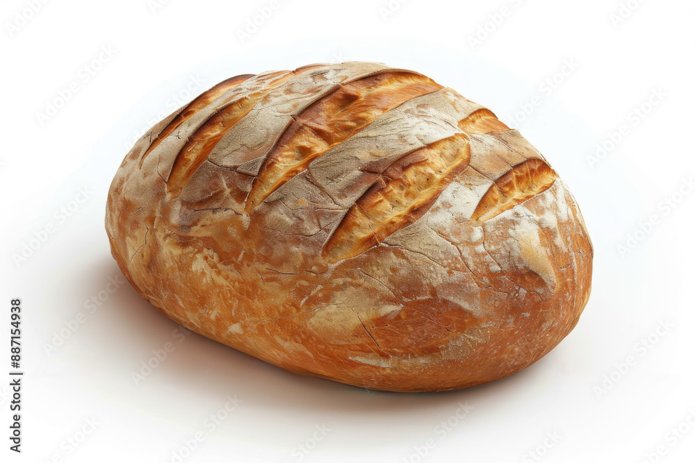 Freshly Baked Bread Loaf on White Background Freshly Baked Bread Loaf on White Background