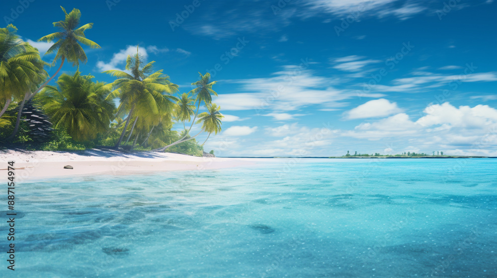 Fototapeta premium A breathtakingly realistic photo of a tropical beach paradise