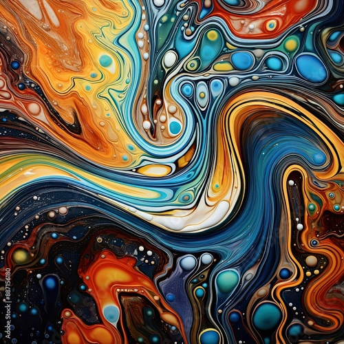 A vibrant abstract organic form that blends fluid, realistic, and fantastical elements. Ultra - detailed textures and bold, dynamic lines create an intricate
