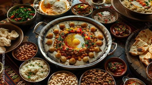 Arabic cuisine Egyptian Breakfast Beans Middle Eastern traditional breakfast It s also Ramadan food Suhur or Suhoor Middle eastern arabic traditional breakfast with falafel foul