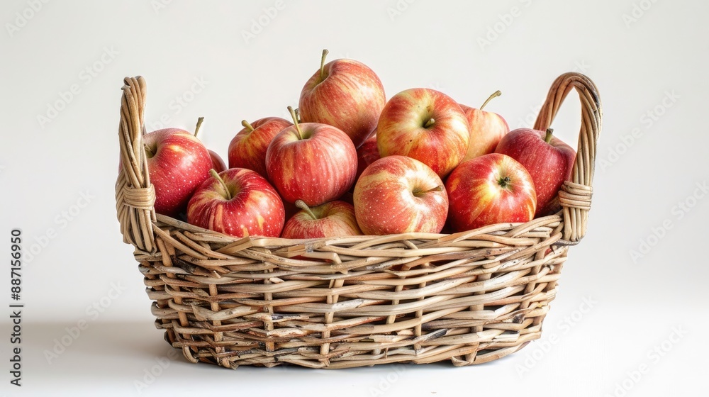 Jonagold apples in a basket on white background Jonagold apples in a basket on white background