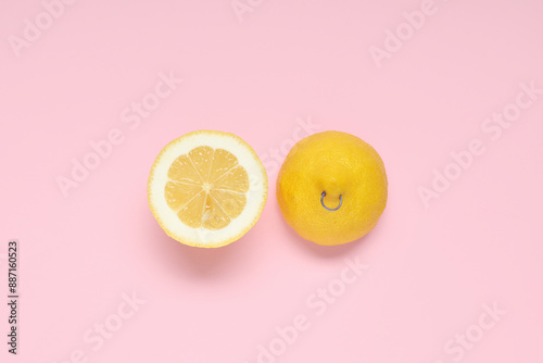 Halves of fresh lemon with ...
