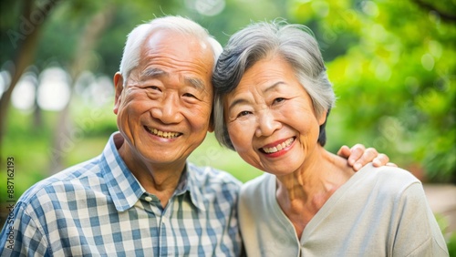 Wallpaper Mural Happy smiling asian mature senior couple posing together. Torontodigital.ca