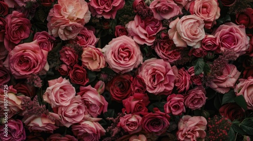 Fototapeta Naklejka Na Ścianę i Meble -  Background of real roses