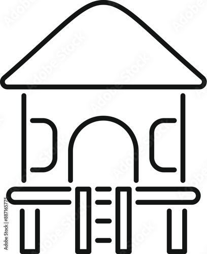 Line drawing of playground equipment featuring a slide and ladder for children to enjoy