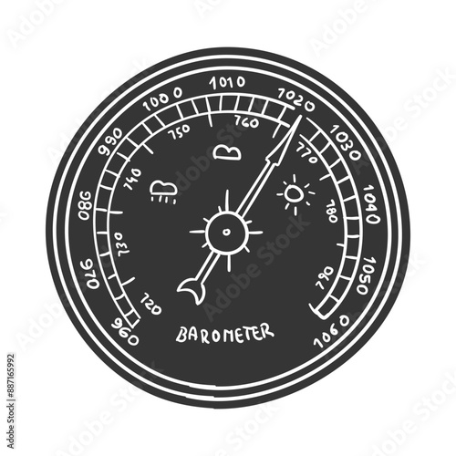 Barometer Icon Silhouette Illustration. Vector Graphic Pictogram Symbol Clip Art. Doodle Sketch Black Sign.