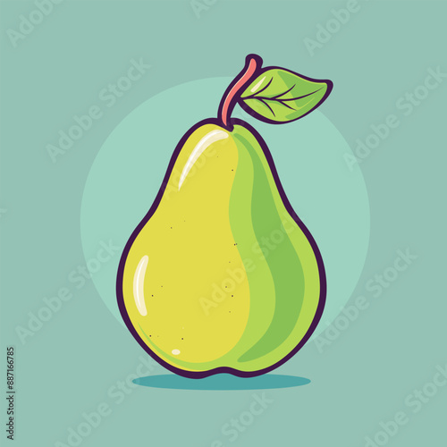 Pear fruit cartoon vector icon logo illustration food nature icon concept flat cartoon drawing art isolated background