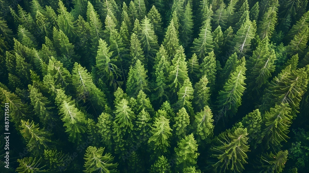 Healthy green trees in a forest of old spruce fir Healthy green trees in a forest of old spruce fir