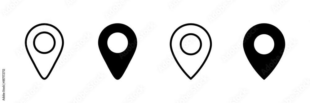Pin icon vector isolated on white background. Location icon. Map pointer icon. Point. Locator. Address
