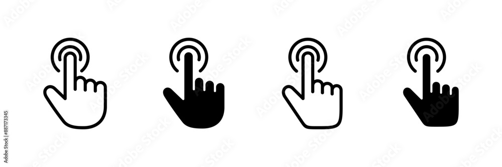 Hand click icon vector isolated on white background. pointer icon vector. hand cursor icon vector Hand click icon vector isolated on white background. pointer icon vector. hand cursor icon vector