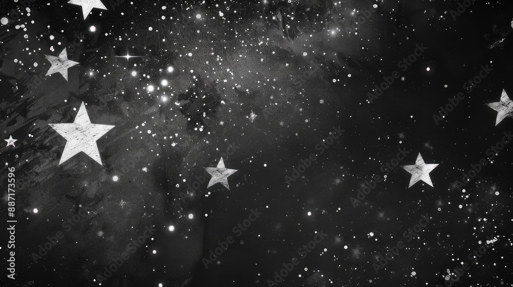 Naklejka premium Background with stars in black and white