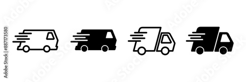 Delivery Icon vector isolated on white background. Fast Delivery Icon. Fast shipping delivery truck. Truck icon delivery © Oliviart