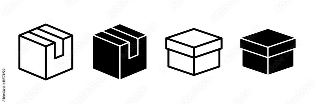 Box icon vector isolated on white background. Cardboard box, packaging open. Box vector icon Box icon vector isolated on white background. Cardboard box, packaging open. Box vector icon