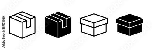Box icon vector isolated on white background. Cardboard box, packaging open. Box vector icon
