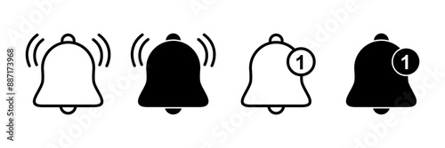 Bell Icon vector isolated on white background. Notification symbol. Bell vector icon