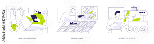 Food engineering abstract concept vector illustrations.