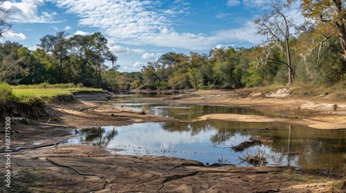 Just beyond the river sink are sinkholes filled by the Santa Fe River before it disappears and emerges again at the river rise When the water level is high the overflow floods into the swamp photo