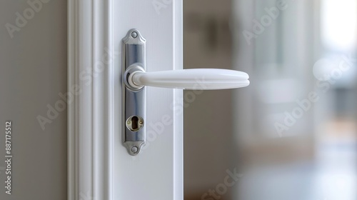A white door handle in close up © Ilham