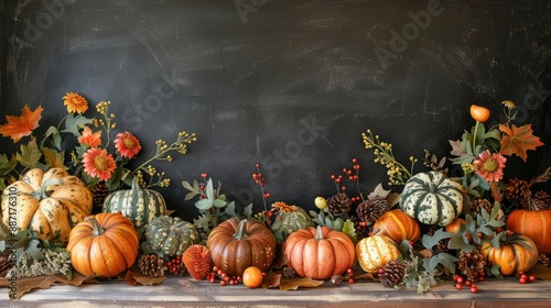 Fototapeta Naklejka Na Ścianę i Meble -  American fall holiday chalkboard