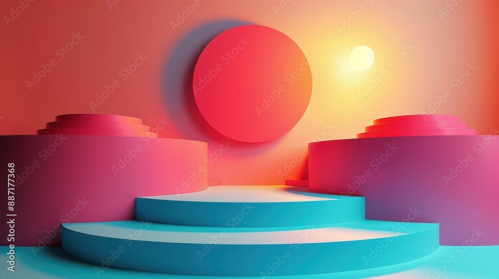 Abstract 3D Colorful Podium Background. Abstract 3D Colorful Podium Background.