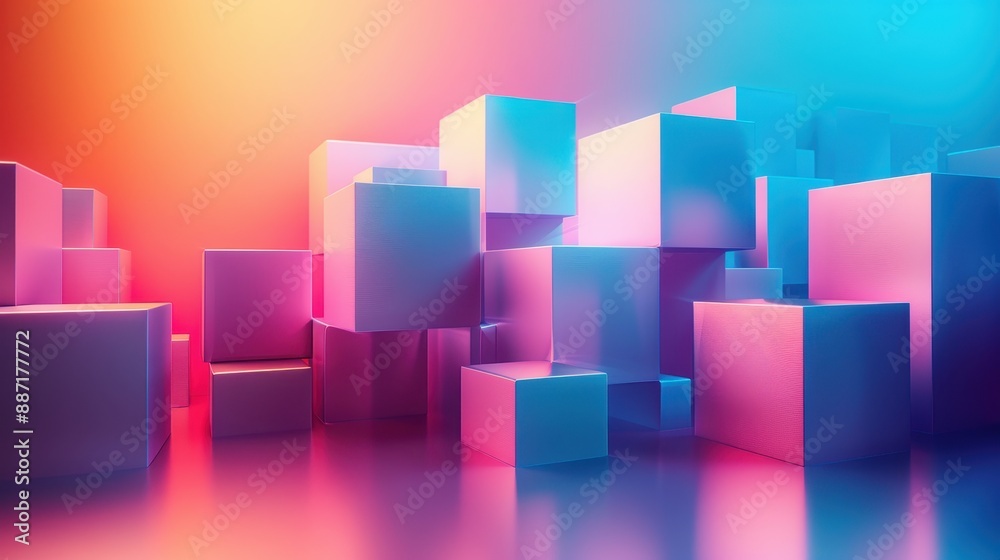 Abstract geometric shapes with neon lighting. Abstract geometric shapes with neon lighting.