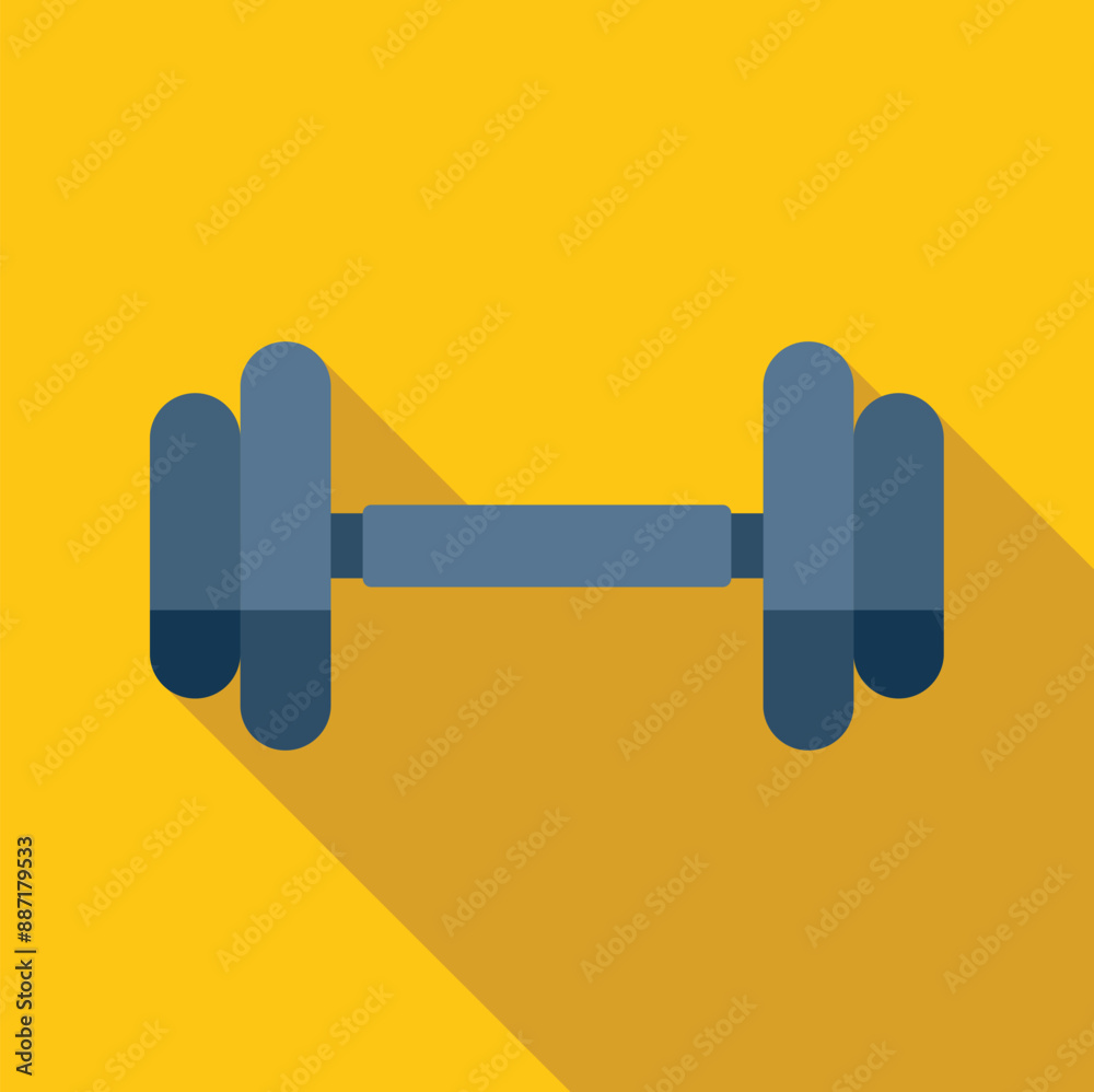 Minimalist design of a dumbbell casting a long shadow, representing strength training and fitness Minimalist design of a dumbbell casting a long shadow, representing strength training and fitness