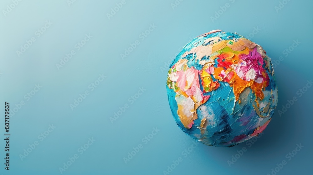 Fototapeta premium Colorful Earth Globe on Blue Background.