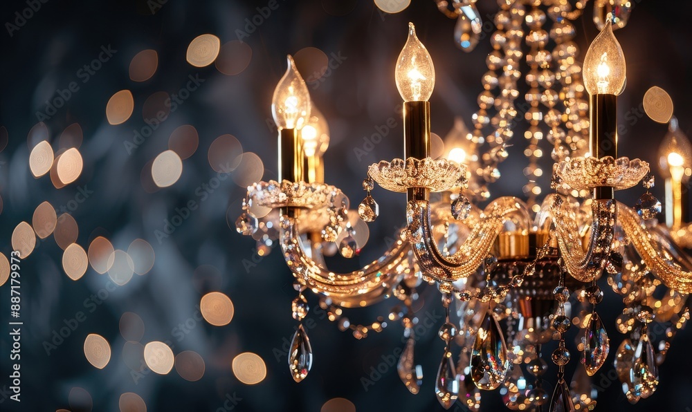 Crystal Chandelier with Warm Lights. Crystal Chandelier with Warm Lights.