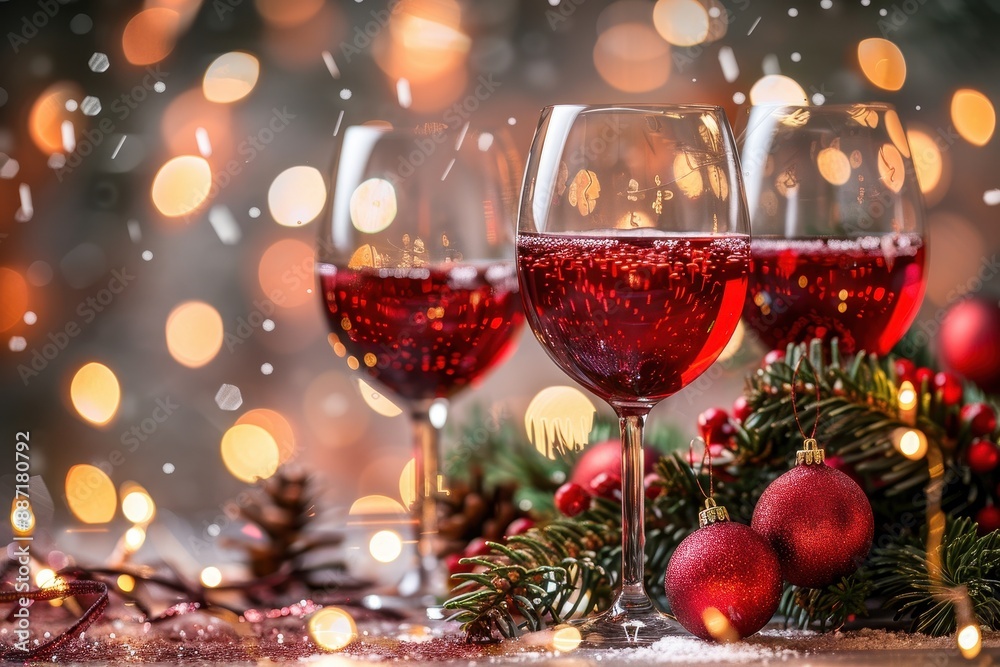 Festive Christmas Red Wine Glasses. Festive Christmas Red Wine Glasses.