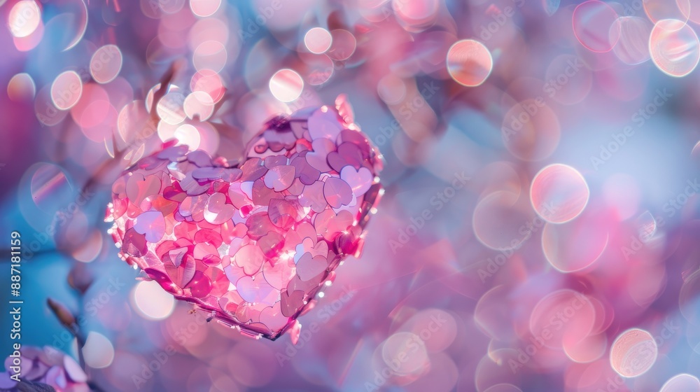 Pink bokeh heart shape abstract background Pink bokeh heart shape abstract background