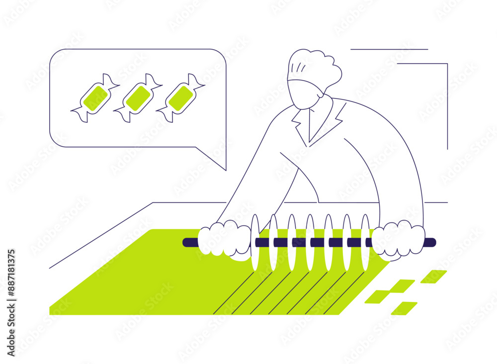 Candy cutting abstract concept vector illustration.