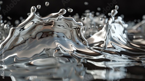Silver liquid splashing