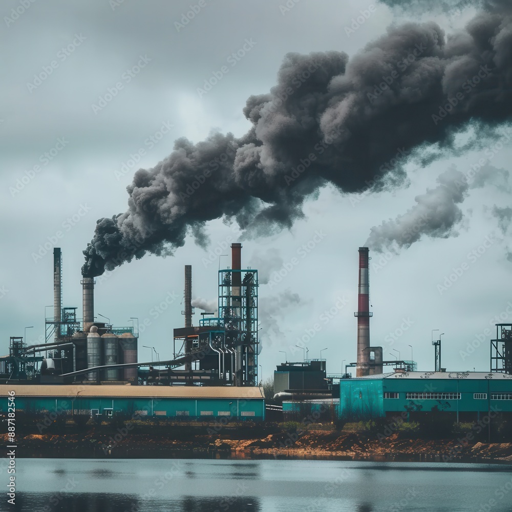 Industrial Pollution with Black Smoke. Industrial Pollution with Black Smoke.