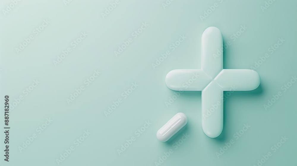 Obraz premium Minimalist Medical Cross and Capsule.
