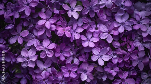 Arrangement of small purple flowers from above