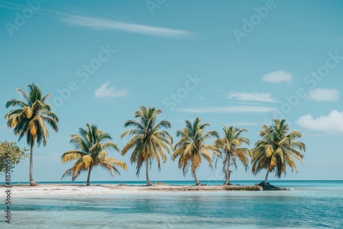 Tropical Beach with Palm Trees.