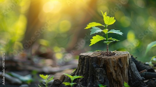 Young tree emerging from old tree stump © Achmad Khoeron