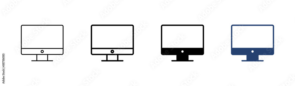Computer icon set. computer monitor icon vector.