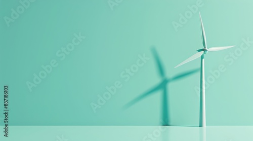 Wind Turbine Minimalist Green Background.