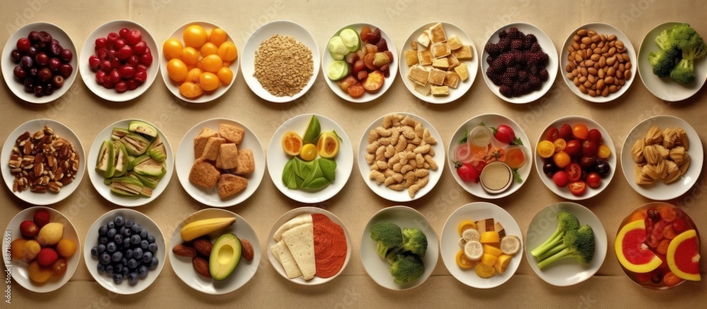 Assortment of Food in White Plates on a Brown Surface