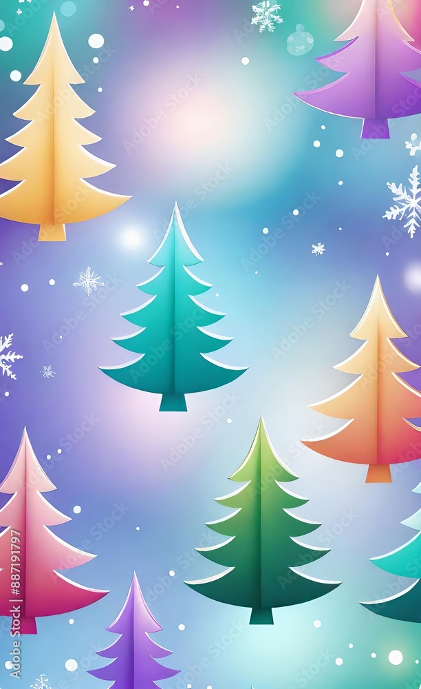 christmas background with trees and snowflakes christmas background with trees and snowflakes
