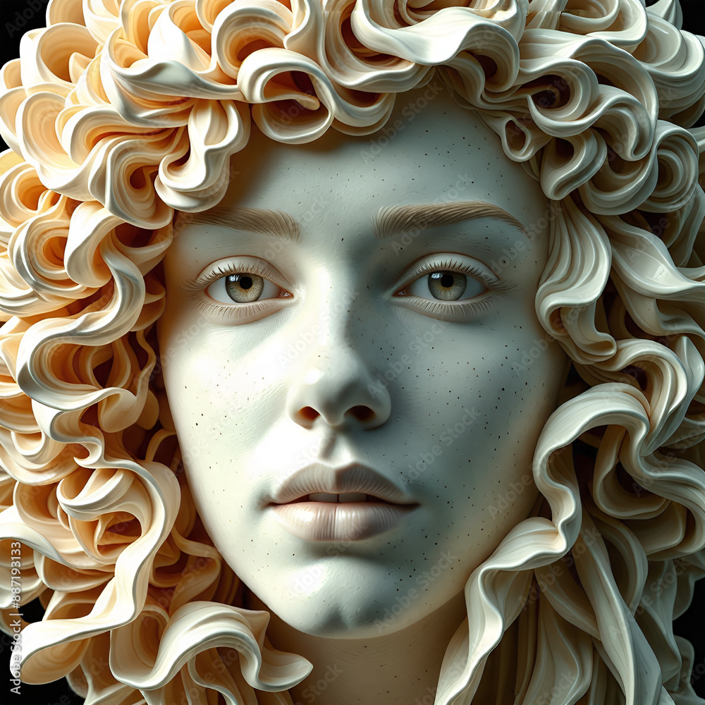 기하학적 형상의 여인의 모습