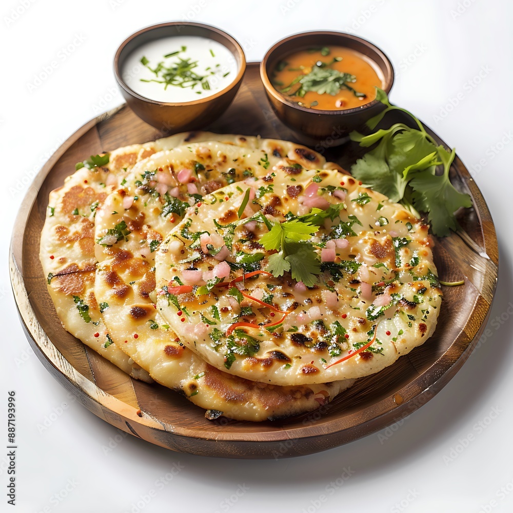 Plate of tasty Uttapam with on white background. Plate of tasty Uttapam with on white background.