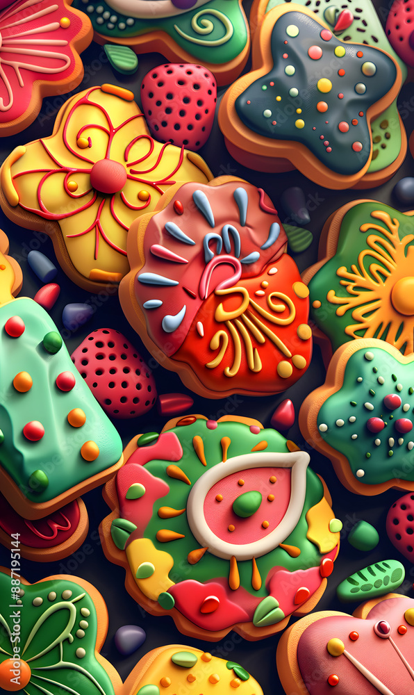 cookies and bread in an illustrator doodle graphic style cookies and bread in an illustrator doodle graphic style