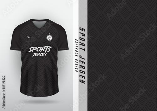 Jersey design, jersey, football, futsal, running, badminton, tennis, exercise, black pattern
