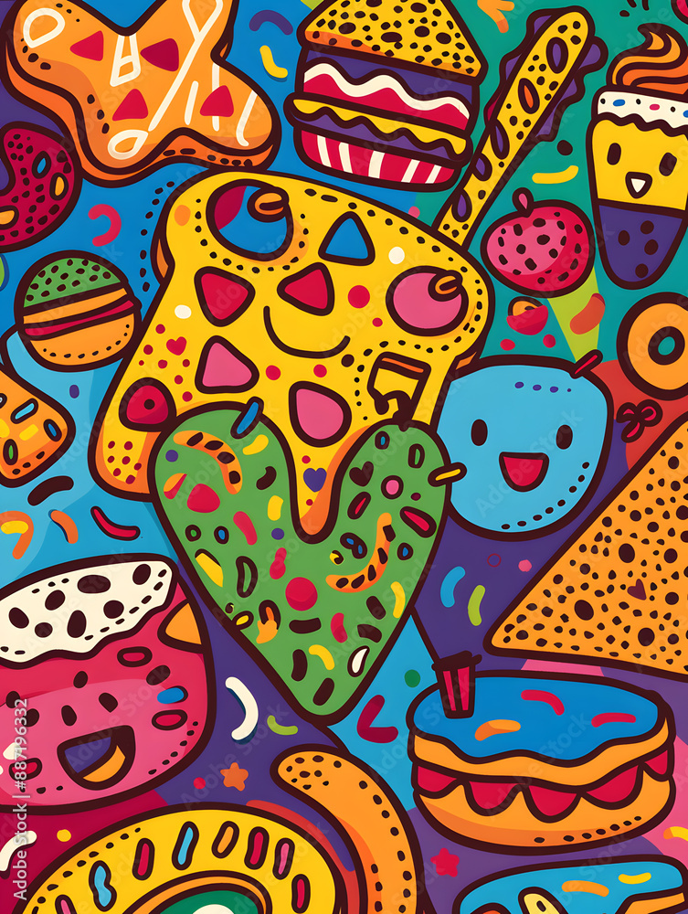 cookies and bread in an illustrator doodle graphic style cookies and bread in an illustrator doodle graphic style