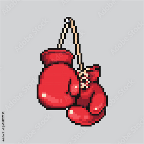 Pixel art illustration Boxing Gloves. Pixelated Boxing Gloves. Boxing Gloves pixelated for the pixel art game and icon for website and video game. old school retro.